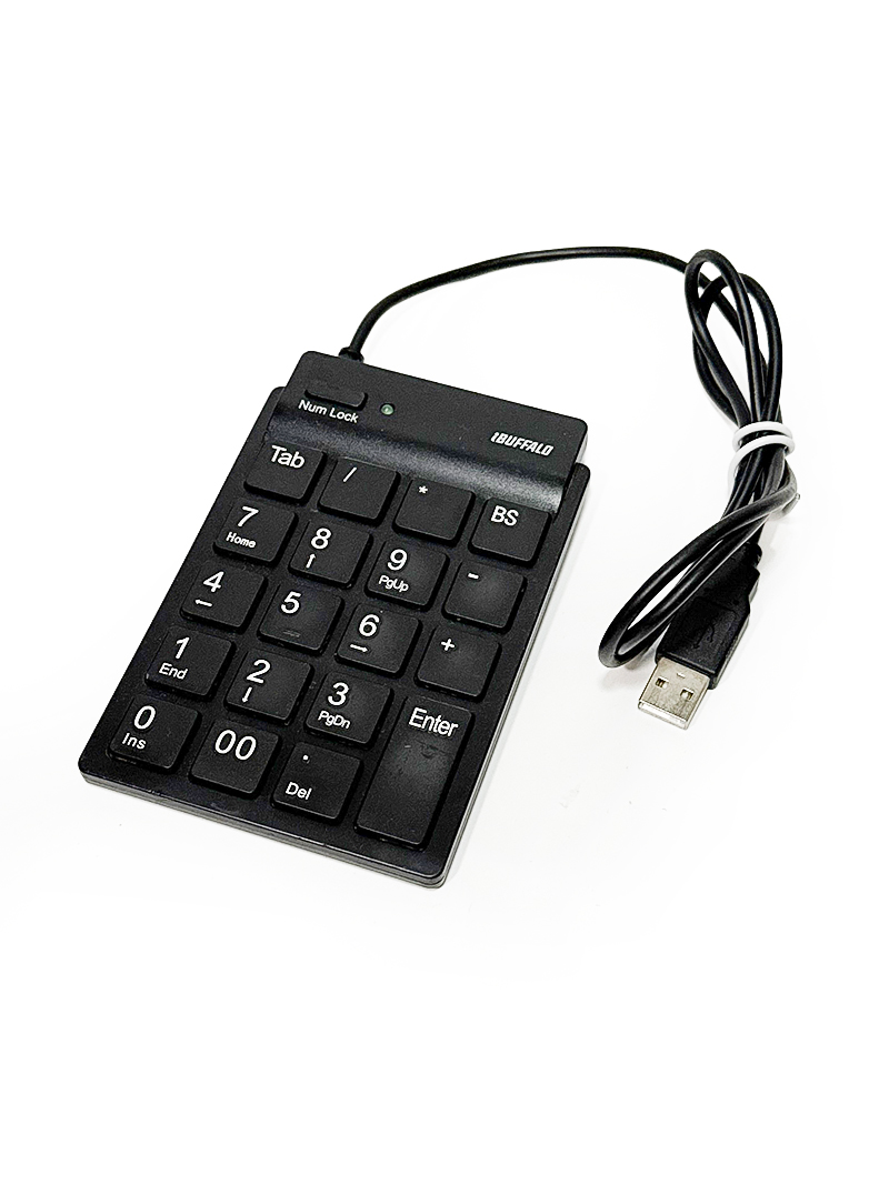 バッファロー BUFFALO スリムテンキーボード Tabキー付き ブラック BSTK07BK 動作品