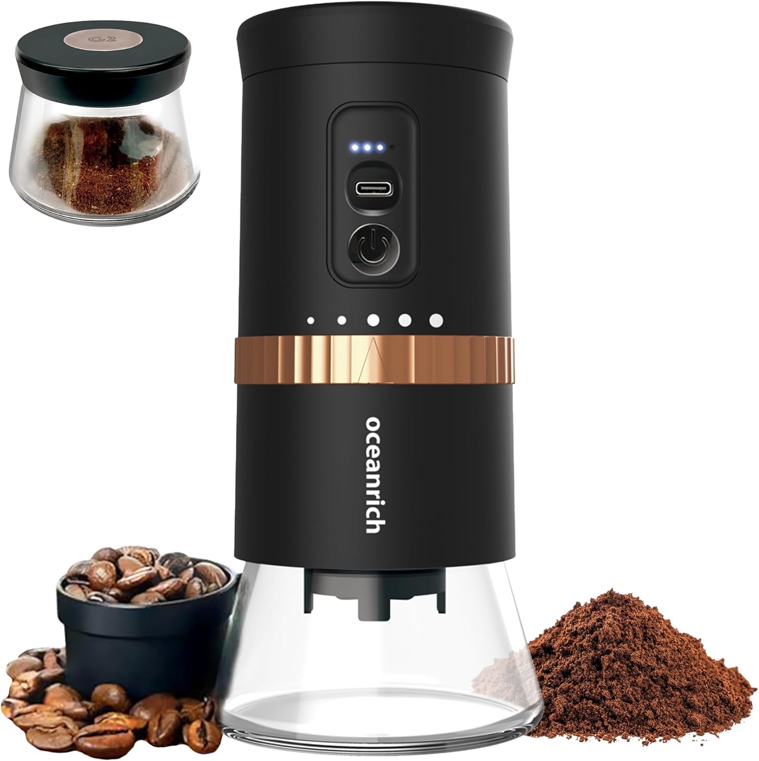 oceanrich 自動コーヒーミル G2 TypeC充電式 臼式 コードレス UQ-ORG2CBK 臼式 珈琲ミル 新品