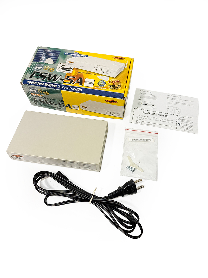 コレガ 100BASE-TX/10BASE-T 5ポート搭載 電源内蔵型 コンパクトサイズ スイッチングHUB FSW-5A