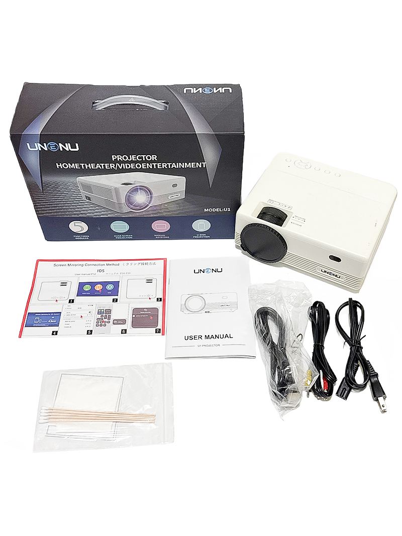 UNENU プロジェクター U1 投影サイズ40-200インチ 投影距離1.26-4M HDMI USB 1920×1080P