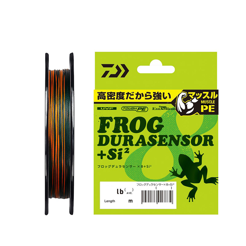 内山幸也氏監修：こだわりの「フロッグ専用PE」＝8ブレイド+TOUGH PE×NEW Evo Silicone2で高強力、高感度、耐摩耗性300％以上(当社比)内山幸也氏監修の「フロッグ専用PE」が8