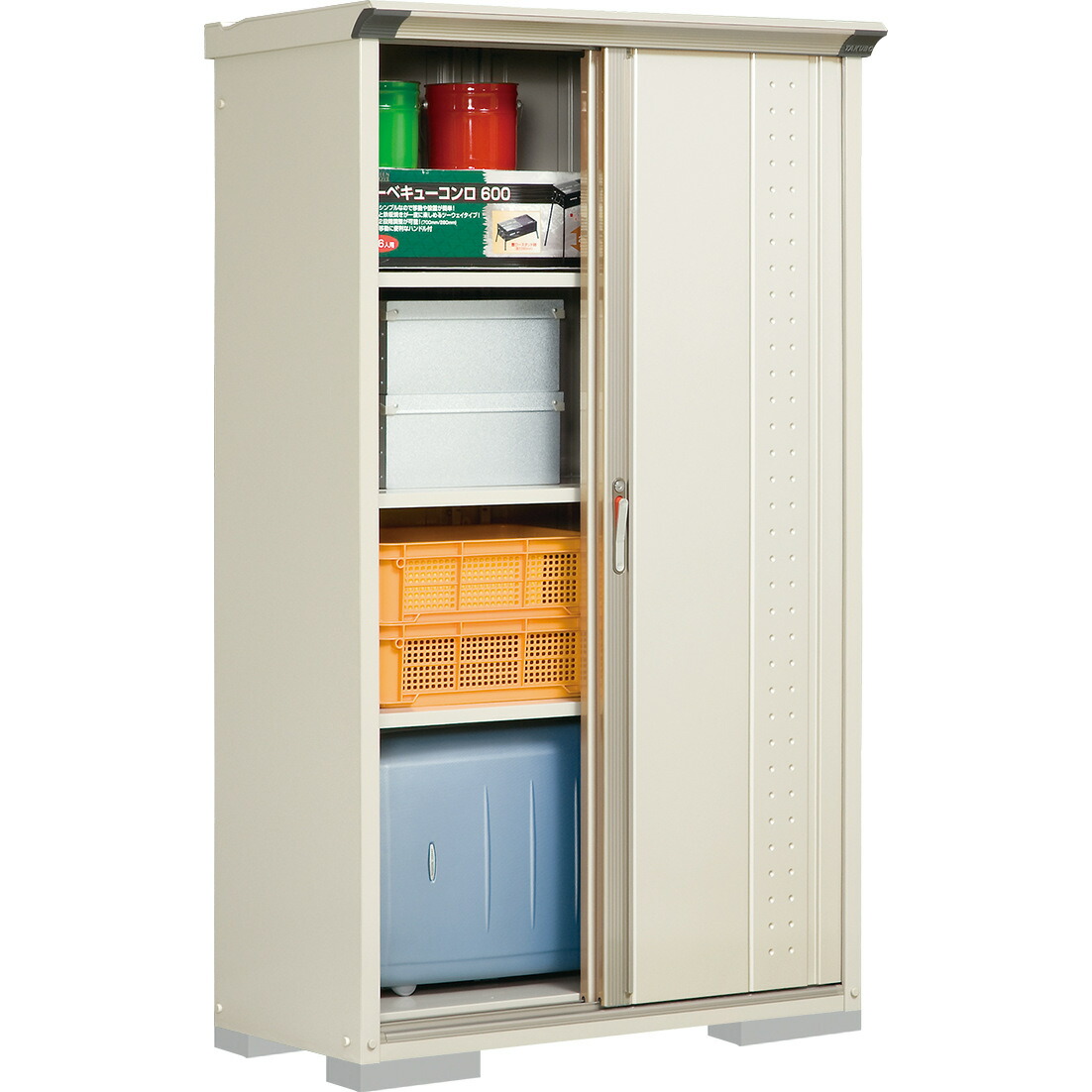 〔仕様〕品番：GP-115AFMW（全面棚タイプ） 扉カラー：ムーンホワイト 屋根耐荷重：1200N/m2 （約120kgf/m2) 床耐荷重：4000N/m2 （約400kgf/m2） 屋根の出幅：