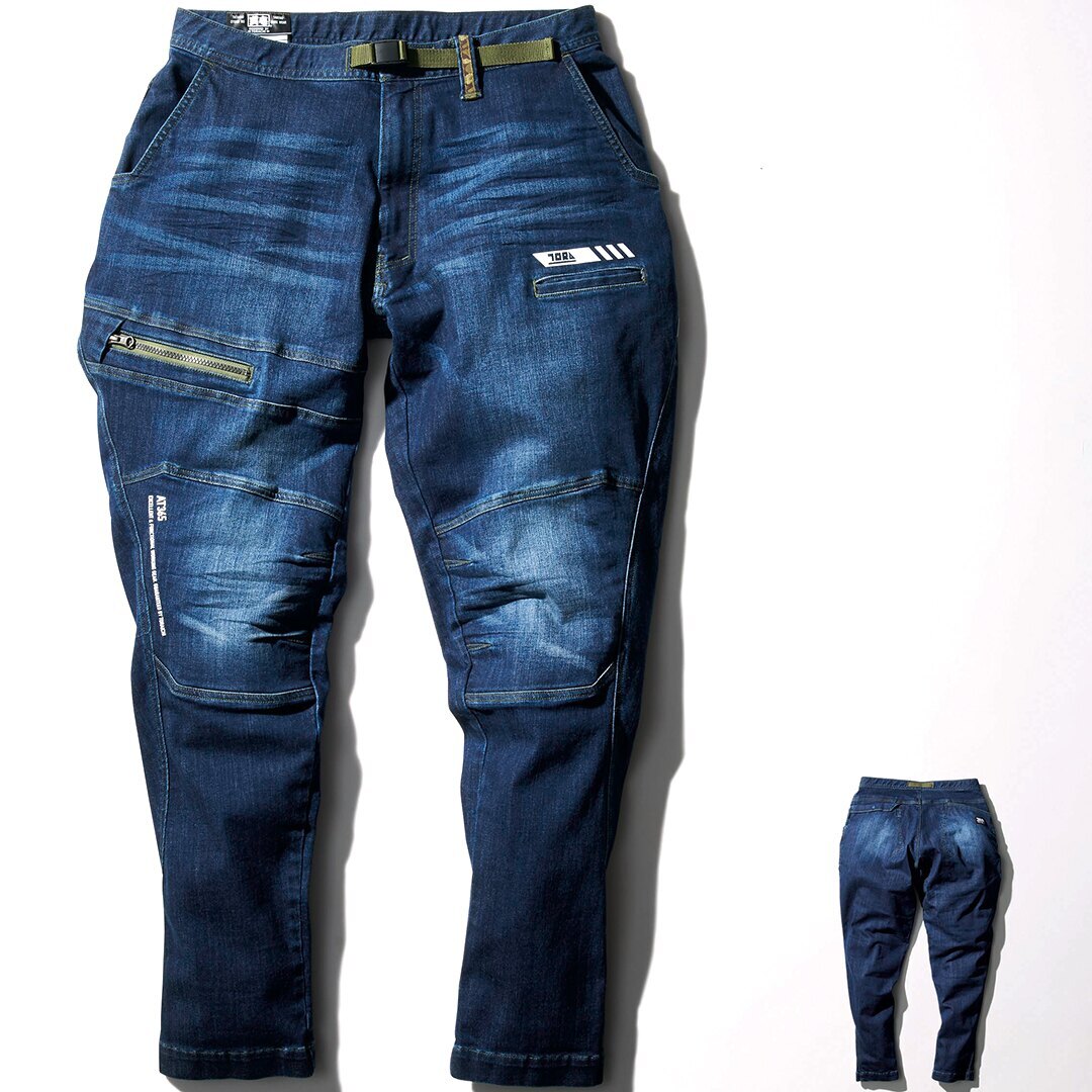 ■仕様・サイズ:ウエスト76cm/ワタリ巾34.5cm/股下82cm/裾巾16cm・色:紺・シルエット:レギュラーフィット・生地:綿75％・ポリエステル23％・ポリウレタン2％・対応商品(別売):ニー