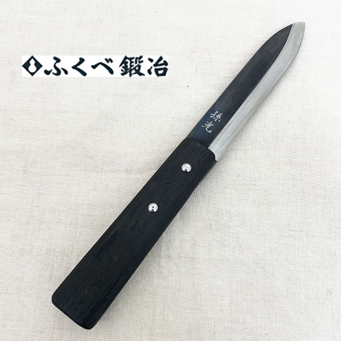ふくべ鍛冶 タフ 漁師マキリTAFU 135mm 両刃青紙 黒牛革ケース 着火棒