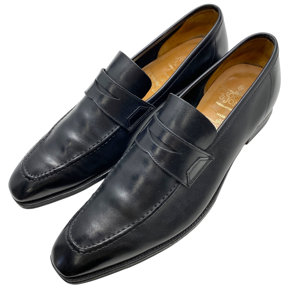 クロケット＆ジョーンズ ペニー ローファー シューズ レザー ブラック CROCKETT & JONES メンズ リユース 上質 英国製 洗練 ビジネス 高級