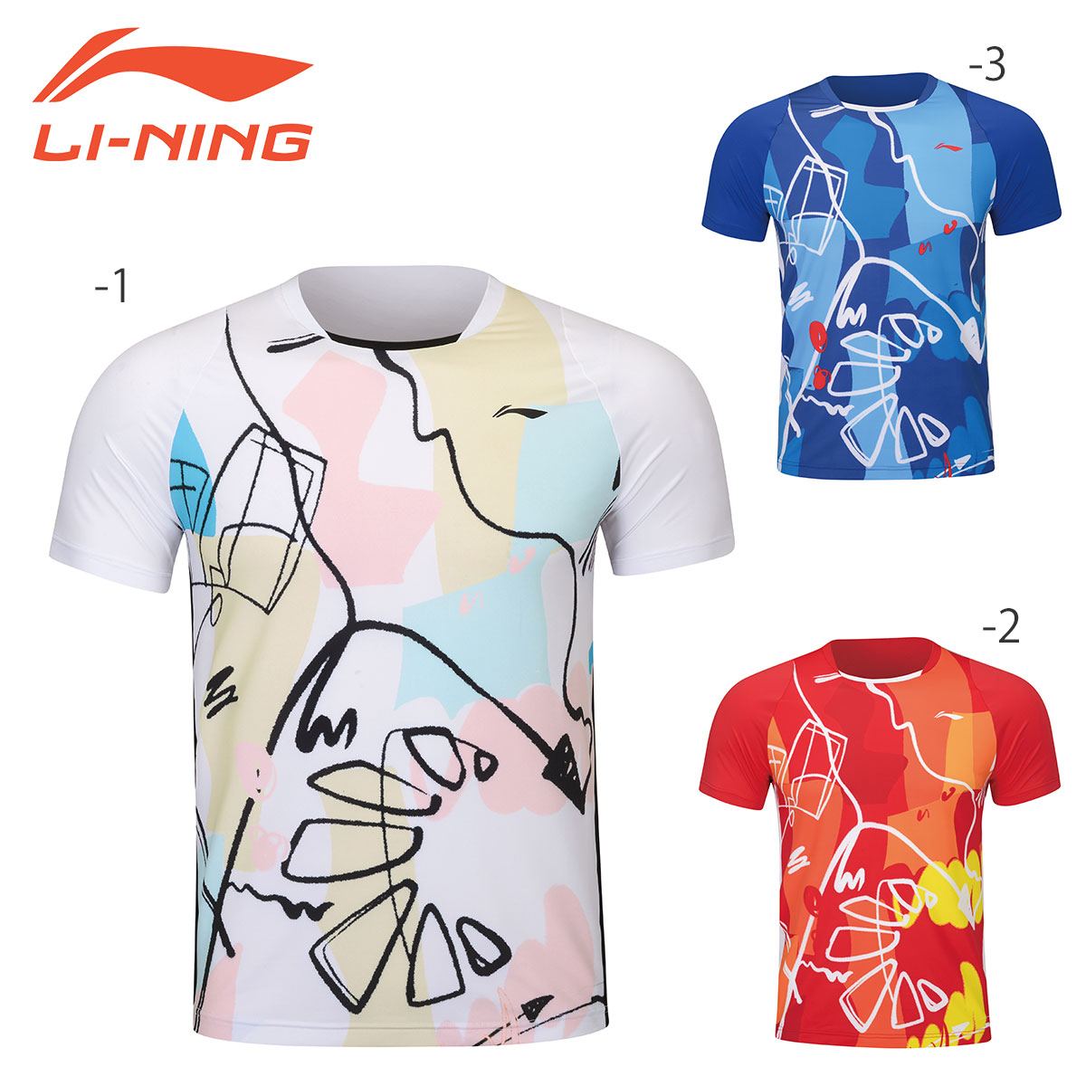 Li Ning メンズバドミントンシャツ - クイックドライスポーツトップ