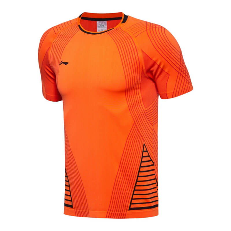 VICIOR バドミントンシャツ Lサイズ 黒/オレンジ バドミントン スポーツ VICIOR バドミントンシャツ Lサイズ 黒/オレンジ