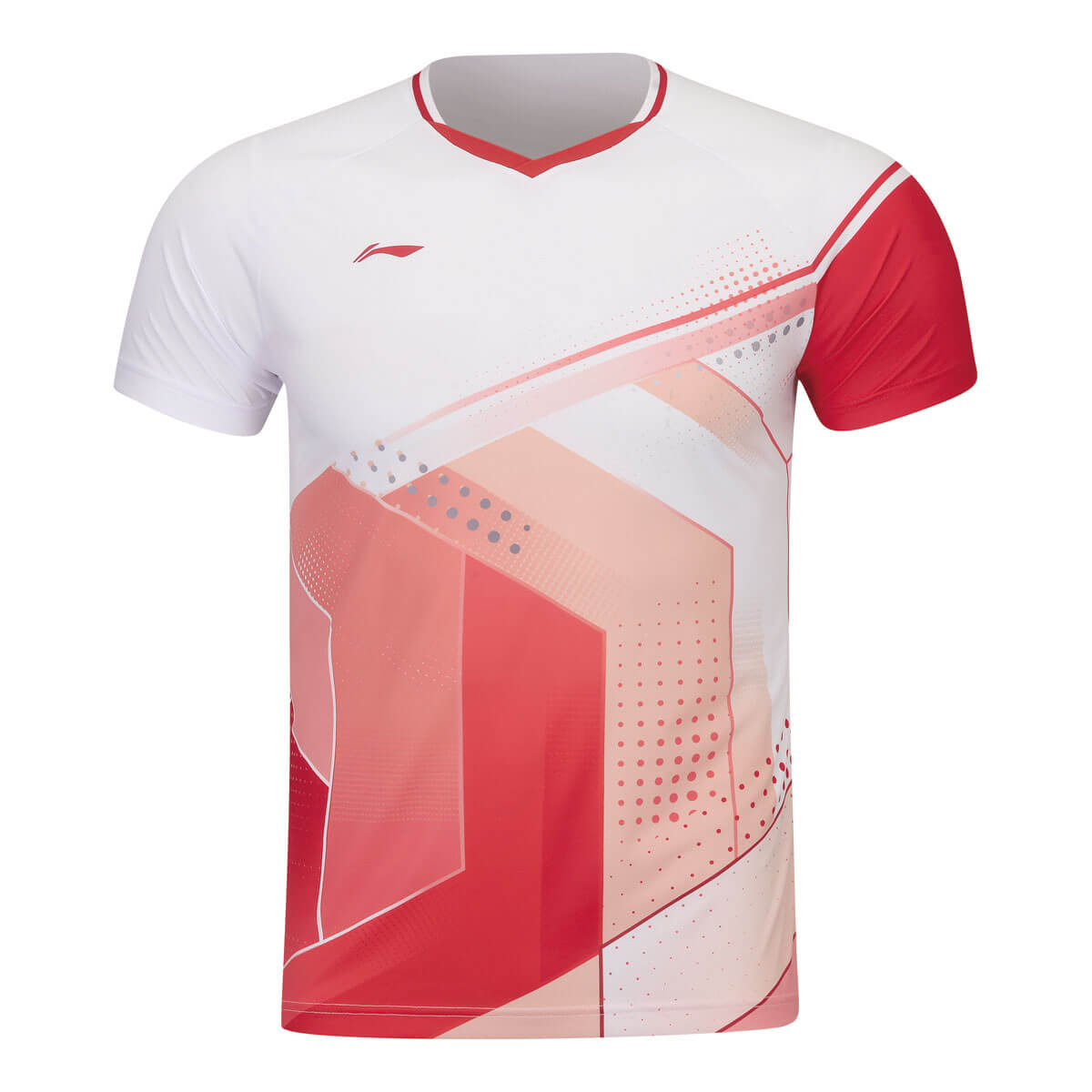 LI-NING　バドミントンウェア ユニSサイズ ホワイト/レッド LI-NING AAYS011 ゲームシャツ バドミントンウェア(ユニ/メンズ
