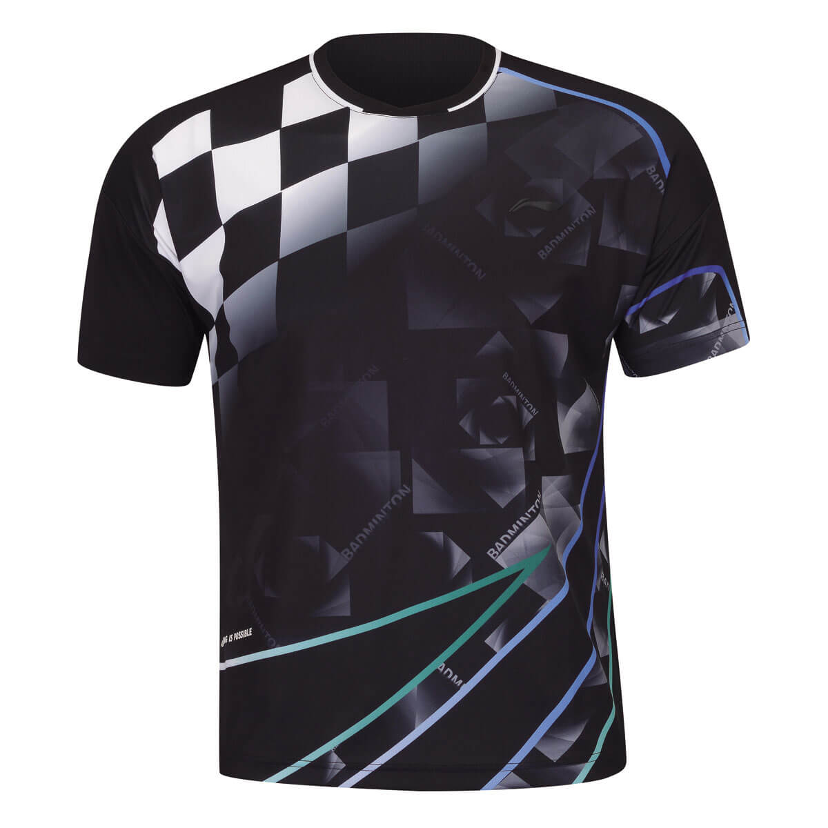 リーニン　バドミントン　Oサイズ　黒　ゲームシャツ LI-NING AAYQ087 ゲームシャツ(ユニ/メンズ) バドミントンウェア