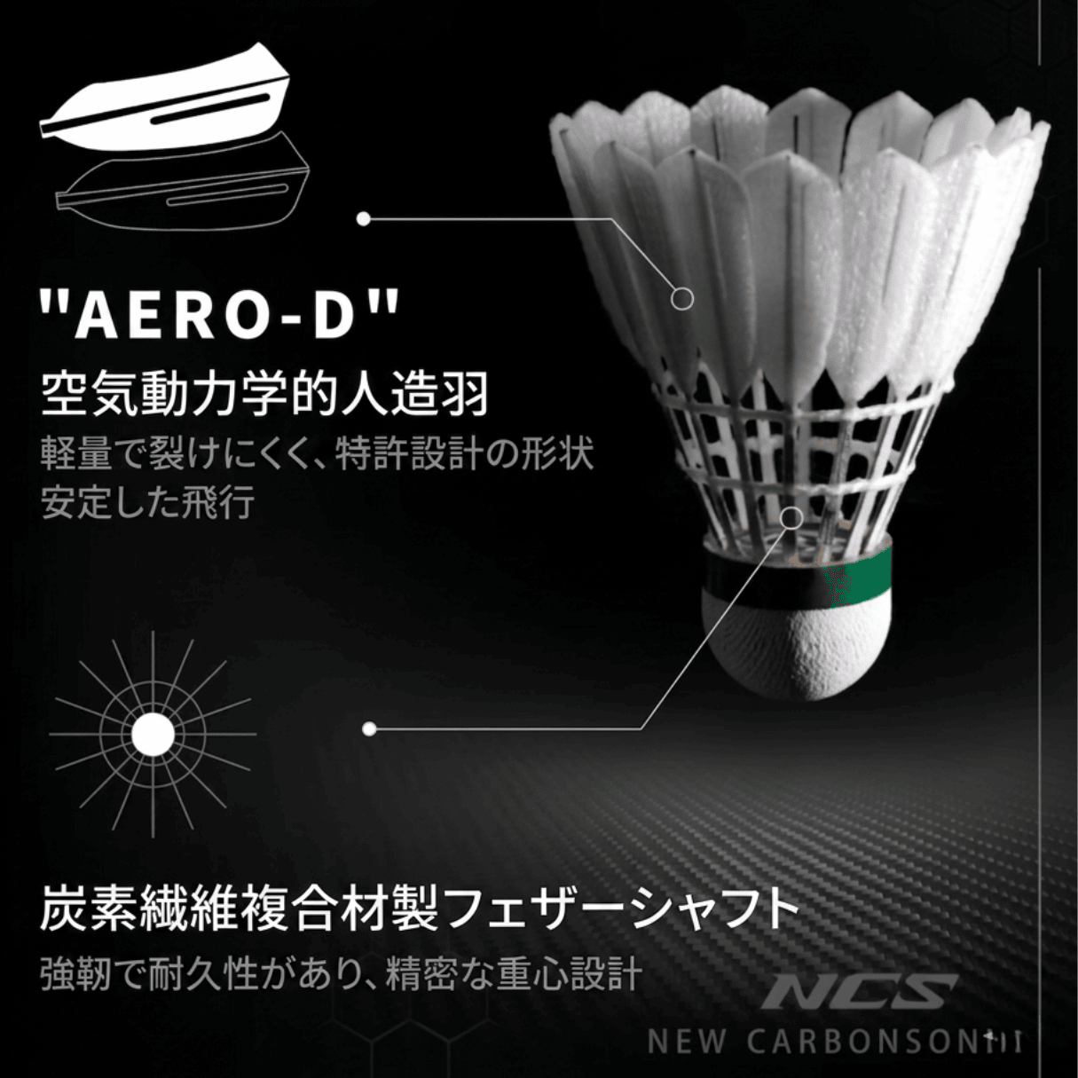VICTOR NCS MAX 人工カーボンバドミントンシャトル(1本/12球入