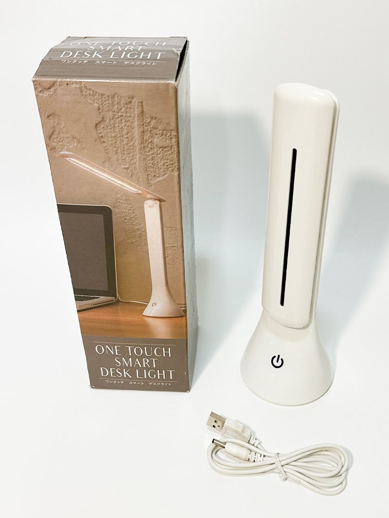 [RR606224601520] ワンタッチ デスクライト 照明 あかり 折り畳み式 角度調節 強度3段階調節 USB 電池 2電源 センサー式タッチライト