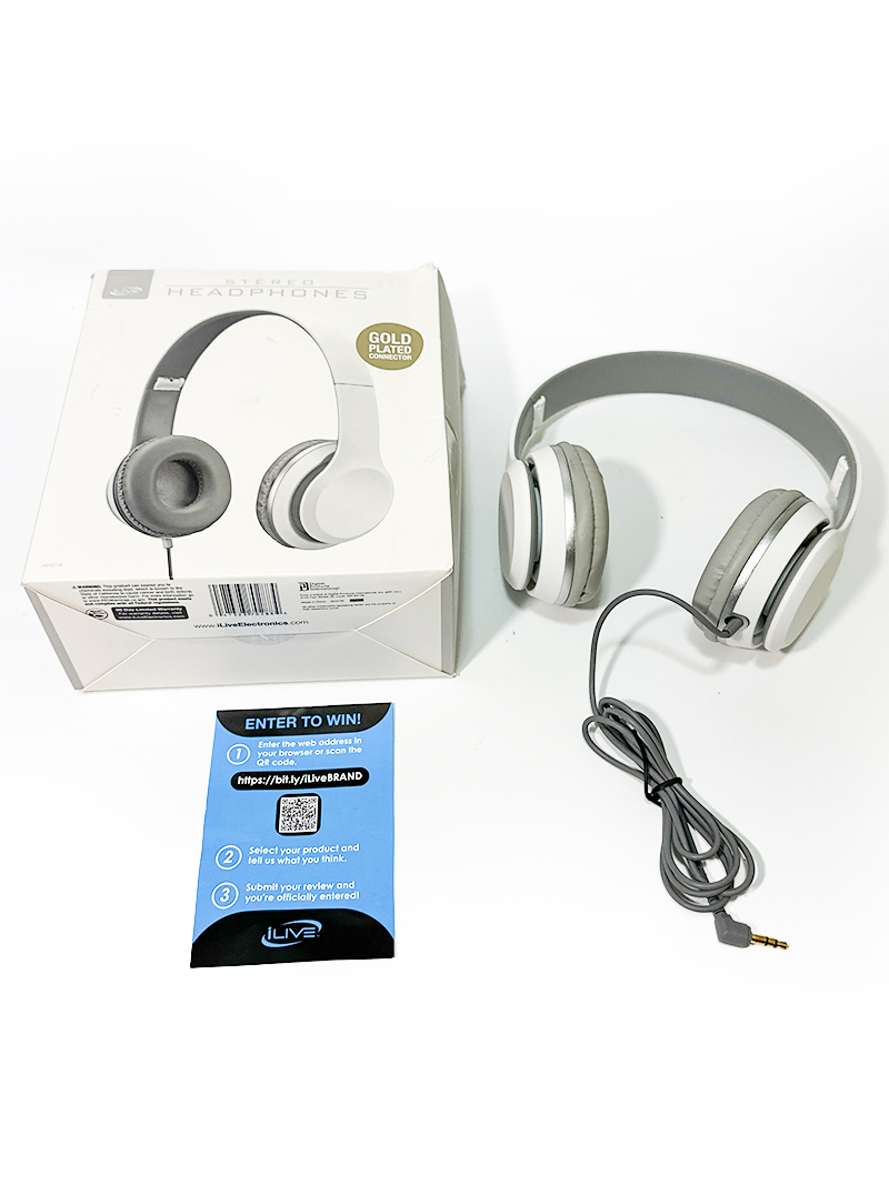 iLive ステレオ ヘッドフォン 有線 L字型ヘッドホンプラグ 折り畳み式 動作確認済 旅行 金メッキコネクタ