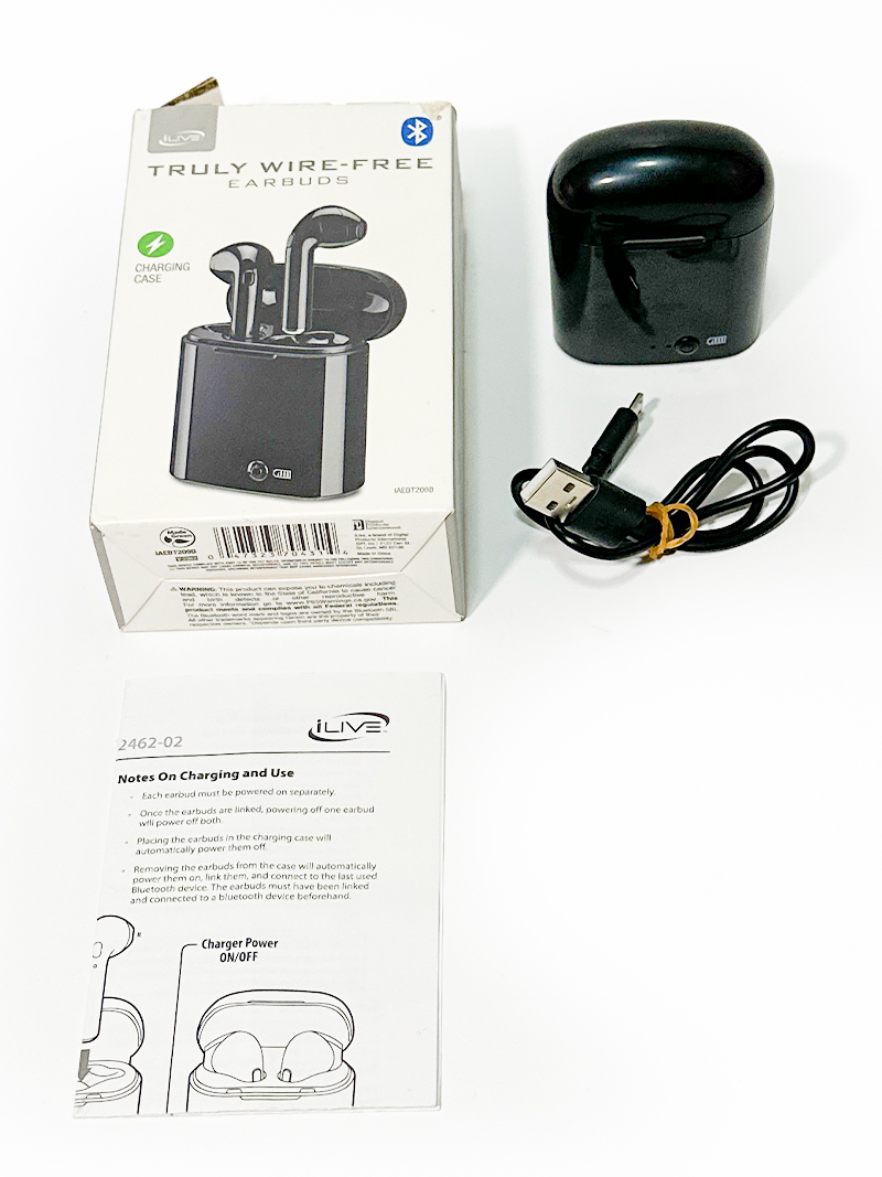 iLive 充電ケース付き Bluetooth5.0 ワイヤレスイヤホン TWS オンイヤーコントロール 動作確認済 マイク内蔵