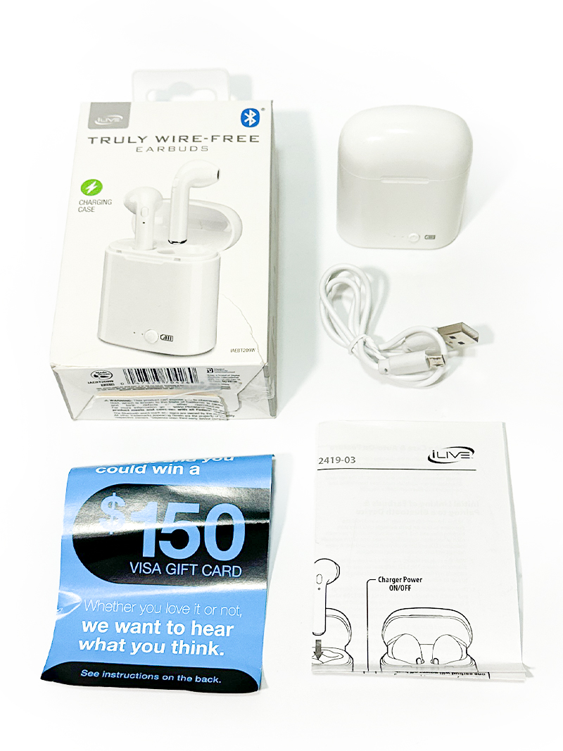 iLive 充電ケース付き Bluetooth5.0 ワイヤレスイヤホン TWS オンイヤーコントロール 動作確認済 マイク内蔵