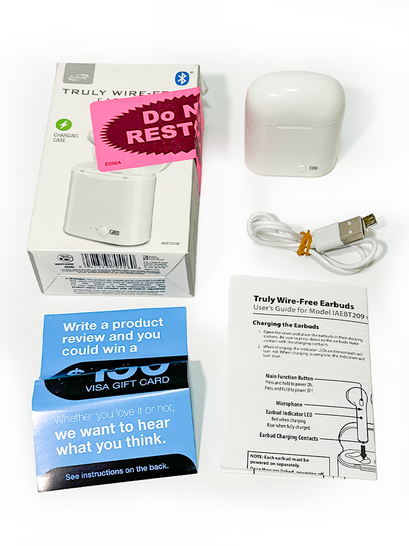 iLive 充電ケース付き Bluetooth5.0 ワイヤレスイヤホン TWS オンイヤーコントロール 動作確認済 マイク内蔵