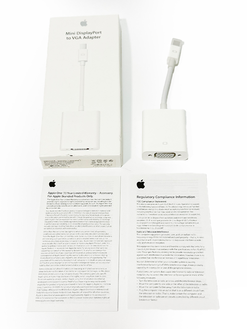 アップル Apple Mini DisplayPort-VGAアダプタ MB572Z/B 純正 MacBookなど対応