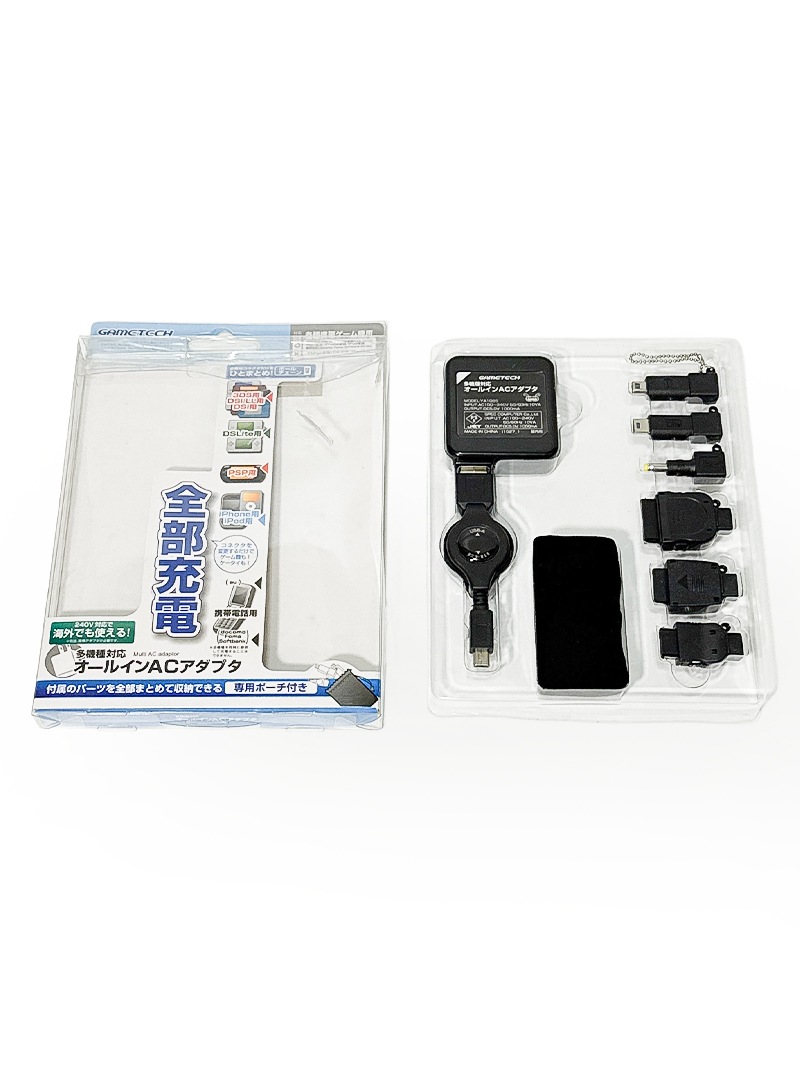 ゲームテック GAMETECH 多機種対応オールインACアダプター 収納式プラグ 海外使用可 DS/PSPなど対応 YA1095
