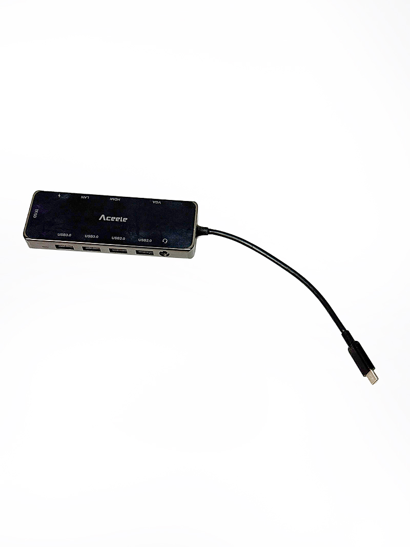 Aceele USBハブ マルチポート HDMI VGA USB3.0/2.0 3.5mmジャック LAN SDカード 動作品