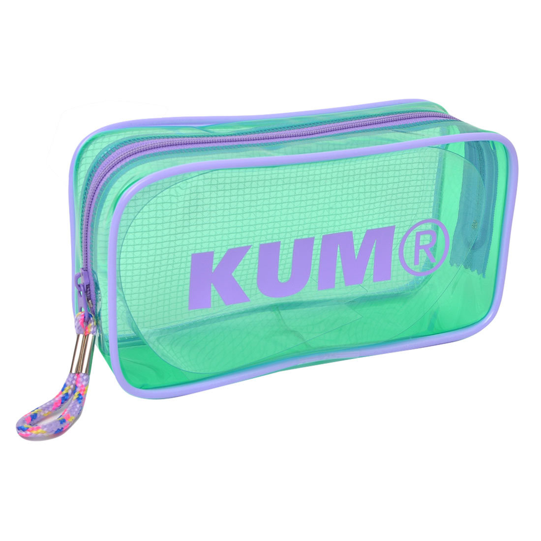 クリアペンケース かわいい 大容量 KUM クム クリアペンケース パステルカラー 筆箱 ビニール かわいい 女の子 透明 オルチャン 透明 クリアペンポーチ 大きめ ペンケース 大きいサイズ 中学生 高校生 大学生 大人 ポーチ 筆箱 ロゴ　クリア おしゃれ ファスナー