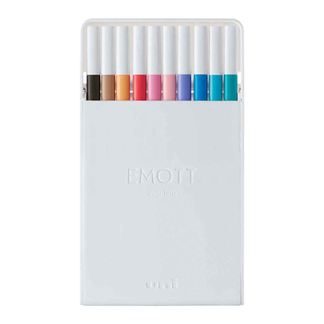 サインペン 水性 おしゃれ エモット emott uni シンプル 勉強垢 べんきょう垢 人気 文具 色ペン 細字 PEN 10色セット パステル ナチュラル カラフル 可愛い ケース付き カラーペン マーカー 学生 中学生 高校生 多彩 学校 受験 大学生 筆記具 絵 イラスト 水性ペン 新入学