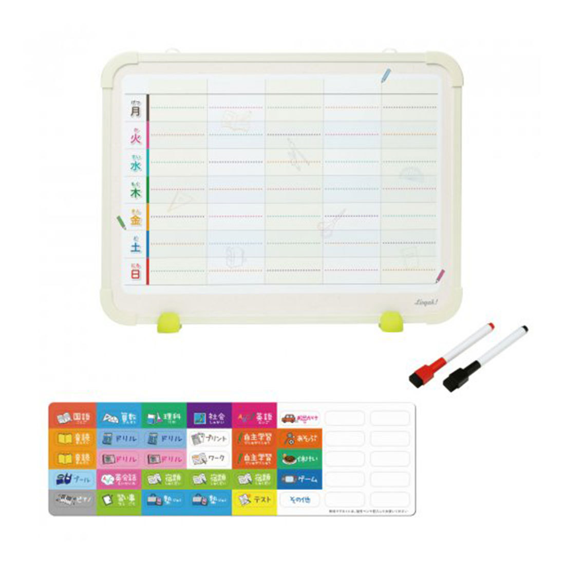 ホワイトボード 子供 壁掛け スタンド マーカー付き 予定表 マグネットシート ミニ 小学生 リビガク 時間割表 学習用ホワイトボード イレーザー付専用マーカー 黒 赤 スチール 忘れ物リスト 宿題 40×30cm 塾 リビング 子供部屋 小学校 スケジュールボード