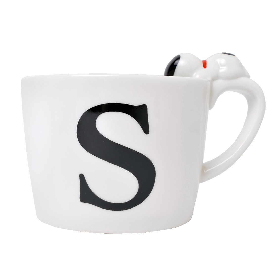 マグカップ スヌーピー イニシャル シンプル 白 マグ SNOOPY 陶器 コップ かわいい ペア マグカップ フィギュア付き おしゃれ ティーカップ モノクロ スヌーピーグッズ レディース メンズ おそろい 誕生日 引っ越し祝い オフィス コップ PEANUTS ギフト 贈り物 プレゼント