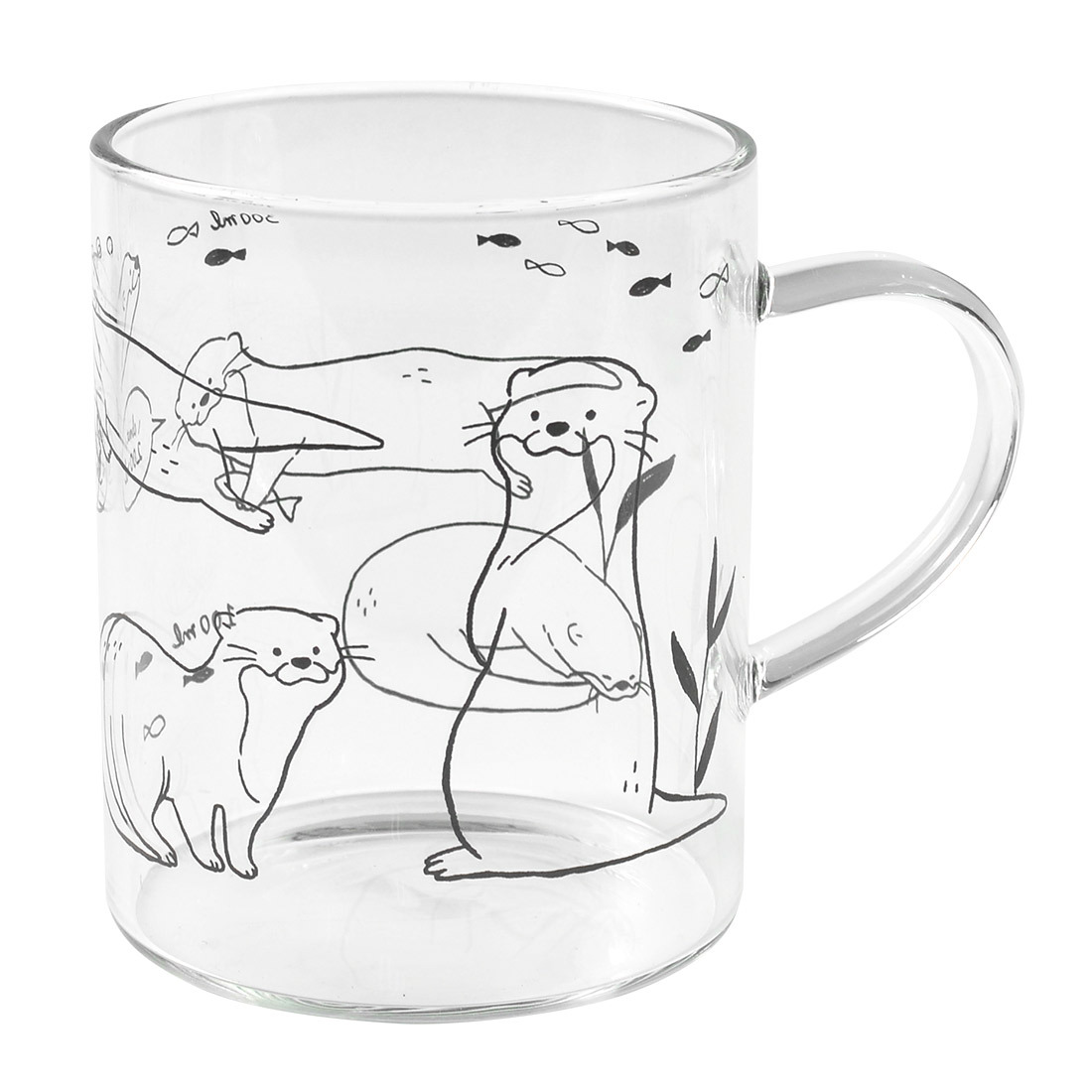 グラスマグ マグカップ アニマル ガラス 動物柄 かわいい グラス 持ち手付き 電子レンジOK 耐熱 330ml 透明 コップ カップ クリア プレゼント 誕生日 ギフト 贈り物 食器 チンアナゴ イルカ サメ カワウソ ペンギン クラゲ カエル レッサーパンダ キリン ライオン ゾウ