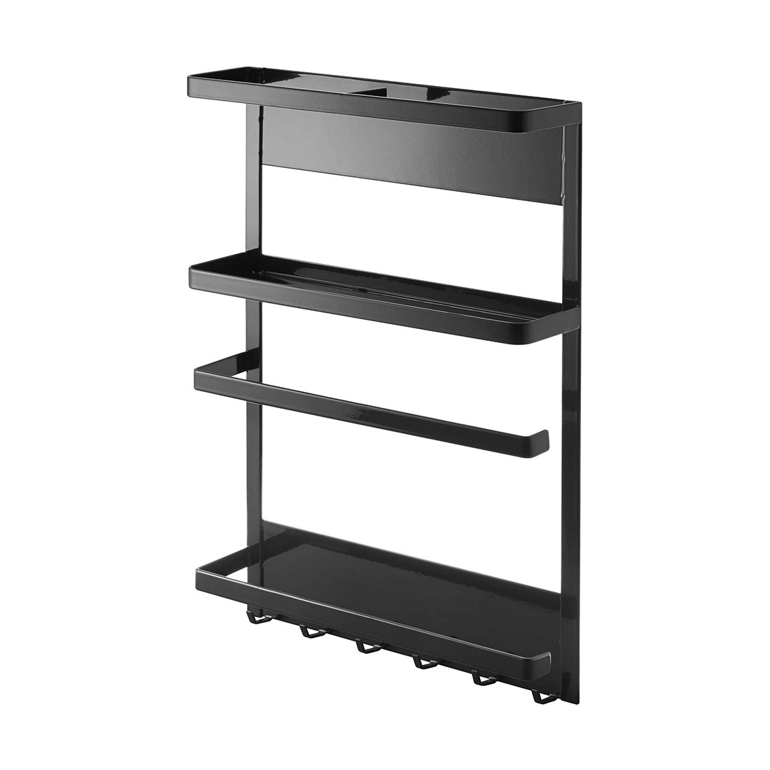 キッチン 収納 マグネット冷蔵庫サイドラック 山崎実業 タワー キッチンペーパーホルダー tower ラック 冷蔵庫横 磁石 ラップホルダー キッチン 小物収納 ブラック ホワイト 黒 白 yamazaki 2744 2745 整理 収納棚 収納ラック シンプル おしゃれ 小物入れ マグネット 台所