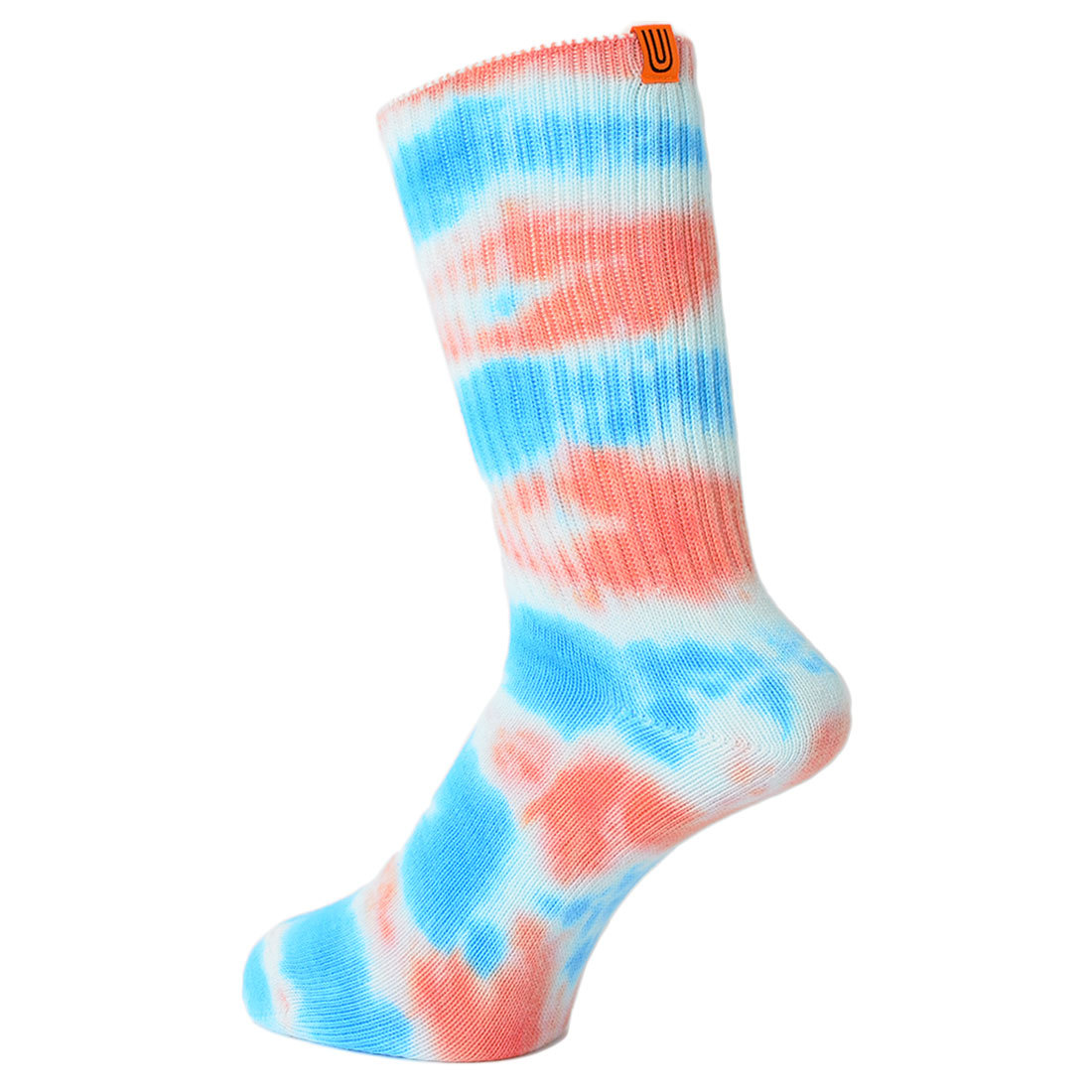 タイダイ柄 ソックス UNIVERSAL OVERALL ユニバーサルオーバーオール タイダイ 靴下 メンズ レディース 23-25cm 25-27cm クルー丈 靴下 クルーソックス おしゃれ　ブランド タイダイ染 オレンジ イエロー グリーン 黒 プレゼント クルー丈ソックス 綿混 コットン