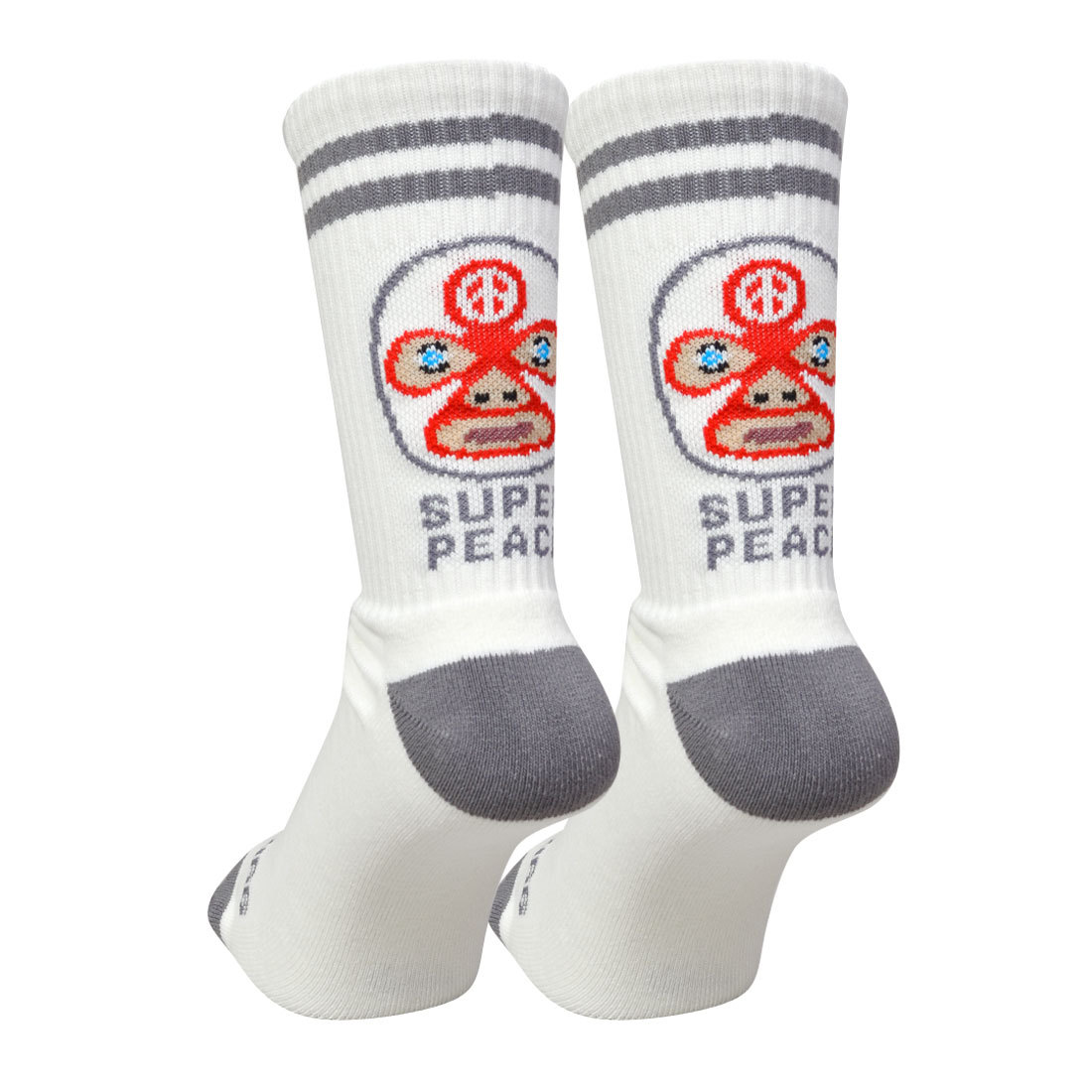 ジムマスター 靴下 ソックス gym master 覆面レスラー クルーソックス レディース 面白い 柄 メンズ 靴下 23-25cm 25-27cm 顔 レスラー フェイス 可愛い クルー丈 抗菌 消臭 おしゃれ カーキ 白 ベージュ 裏パイル 底パイル 暖かい ハイソックス おしゃれ ブランド ユニーク