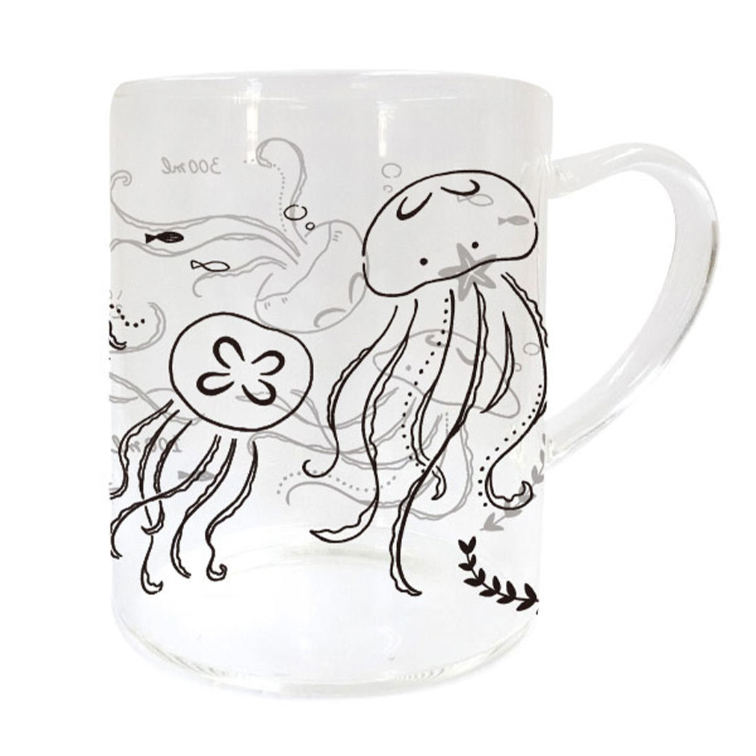 グラスマグ マグカップ アニマル ガラス 動物柄 かわいい グラス 持ち手付き 電子レンジOK 耐熱 330ml 透明 コップ カップ クリア プレゼント 誕生日 ギフト 贈り物 食器 チンアナゴ イルカ サメ カワウソ ペンギン クラゲ カエル レッサーパンダ キリン ライオン ゾウ