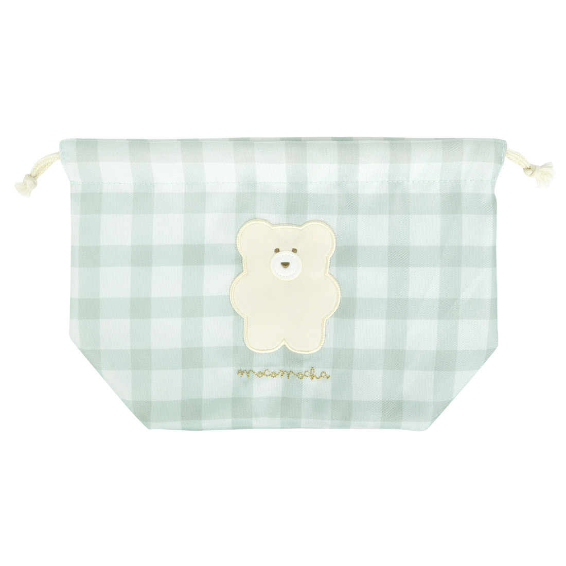 お弁当袋 女の子 巾着袋 かわいい おしゃれ モコモカ くま チェック ランチグッズ ランチ巾着 ランチバッグ こども 巾着 ランチ 弁当袋 巾着袋 キャラクター 学生 通学 大人 子供 幼稚園 保育園 通勤 遠足 給食 小学生 中学生 高校生 OL ベージュ 茶色 グリーン クリーム