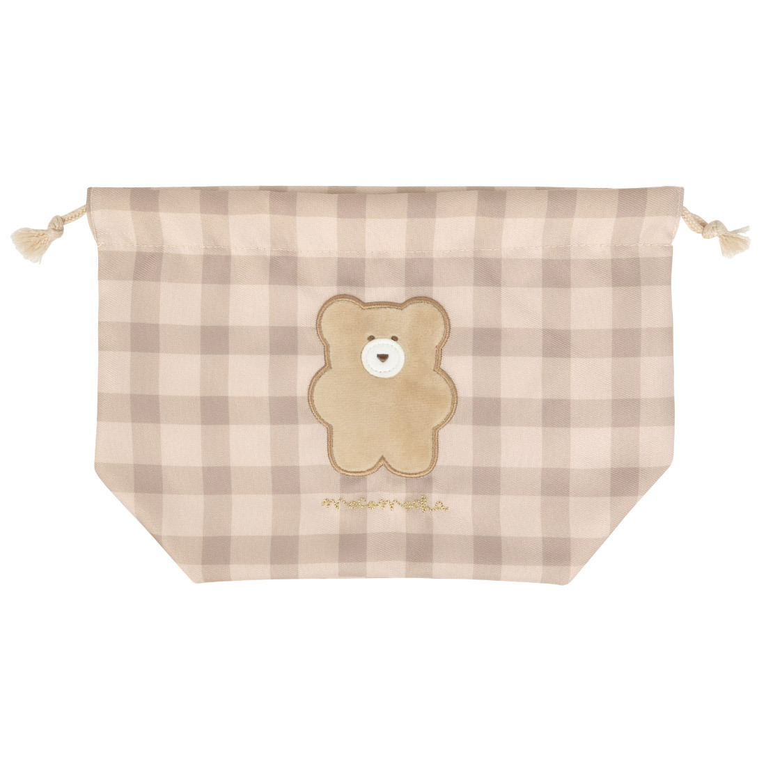 お弁当袋 女の子 巾着袋 かわいい おしゃれ モコモカ くま チェック ランチグッズ ランチ巾着 ランチバッグ こども 巾着 ランチ 弁当袋 巾着袋 キャラクター 学生 通学 大人 子供 幼稚園 保育園 通勤 遠足 給食 小学生 中学生 高校生 OL ベージュ 茶色 グリーン クリーム