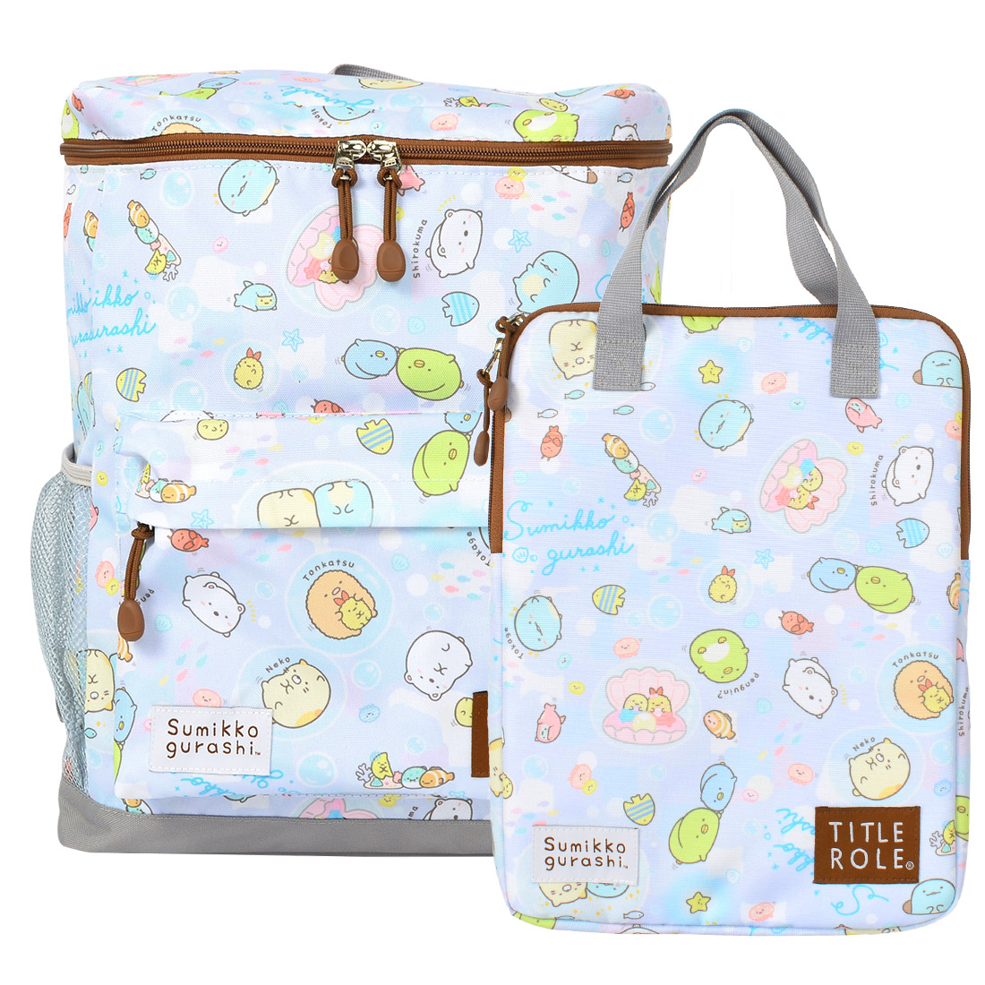 リュック キッズ すみっコぐらし 2点セット リュックサック PCスリーブ セット スクエアリュック ジュニア ボックスリュック 小学生 中学生 女子 女の子 子供 低学年 高学年 大人 キッズ 22L A4 四角い キャラクター ゆるキャラ 軽量 軽い 通学 通園 遠足 パステル 雑貨