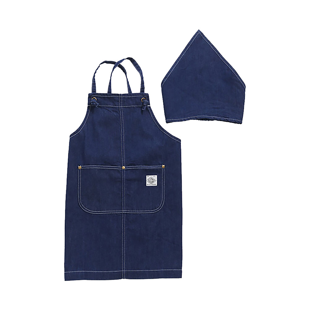 子供 エプロン 三角巾 セット キッズ エプロン OCEAN＆GROUND オーシャンアンドグラウンド おしゃれ 1218001 入園 入学 バッククロス 100 110 120 130 140 150 160 ジュニア 男の子 女の子 三角巾 ゴム 子供用 かわいい 小学生 中学生 幼稚園 保育園 調理実習 無地 デニム