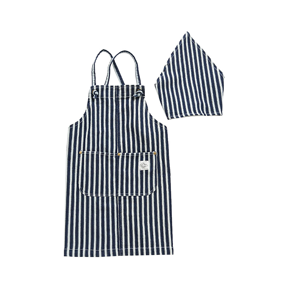 子供 エプロン 三角巾 セット キッズ エプロン OCEAN＆GROUND オーシャンアンドグラウンド おしゃれ 1218001 入園 入学 バッククロス 100 110 120 130 140 150 160 ジュニア 男の子 女の子 三角巾 ゴム 子供用 かわいい 小学生 中学生 幼稚園 保育園 調理実習 無地 デニム