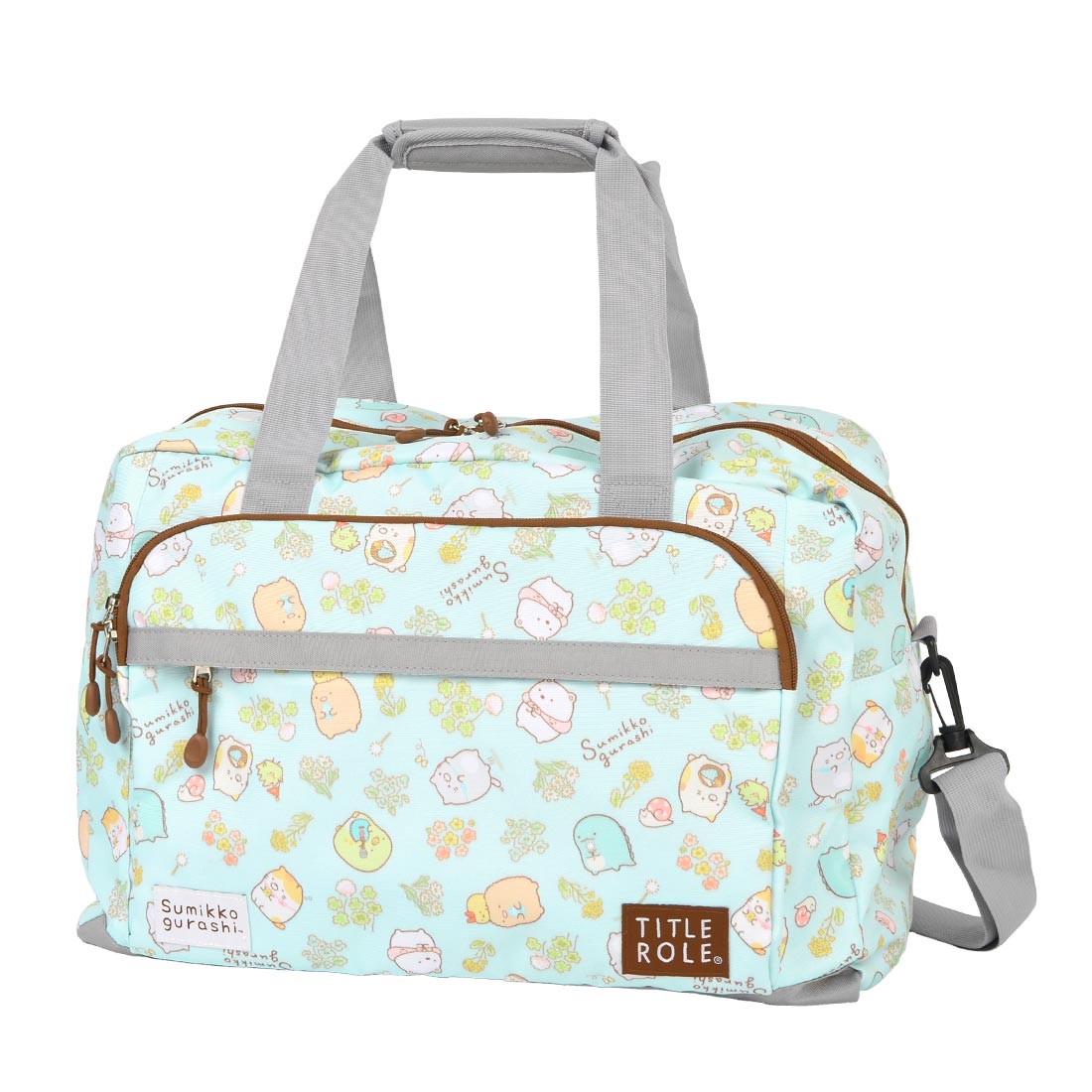 ボストンバッグ キッズ すみっコぐらし 1泊 2泊 修学旅行 40L 斜めがけ ジュニア 小学生 中学生 女の子 子供 ダッフルバッグ 部活 旅行 林間学校 臨海学校 大容量 2way キャラクター　旅行 トラベルバッグ 軽量 軽い 通学 通園 パステル おしゃれ かわいい 防災