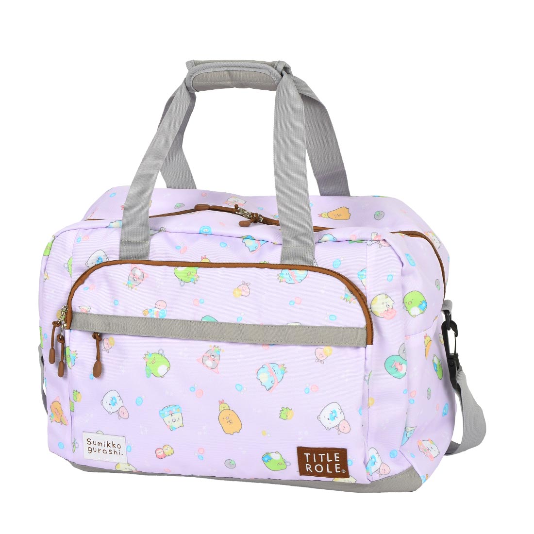 ボストンバッグ キッズ すみっコぐらし 1泊 2泊 修学旅行 40L 斜めがけ ジュニア 小学生 中学生 女の子 子供 ダッフルバッグ 部活 旅行 林間学校 臨海学校 大容量 2way キャラクター　旅行 トラベルバッグ 軽量 軽い 通学 通園 パステル おしゃれ かわいい 防災