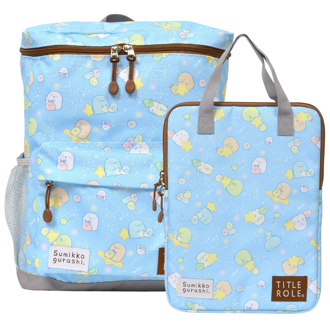 リュック キッズ すみっコぐらし 2点セット リュックサック PCスリーブ セット スクエアリュック ジュニア ボックスリュック 小学生 中学生 女子 女の子 子供 低学年 高学年 大人 キッズ 22L A4 四角い キャラクター ゆるキャラ 軽量 軽い 通学 通園 遠足 パステル 雑貨