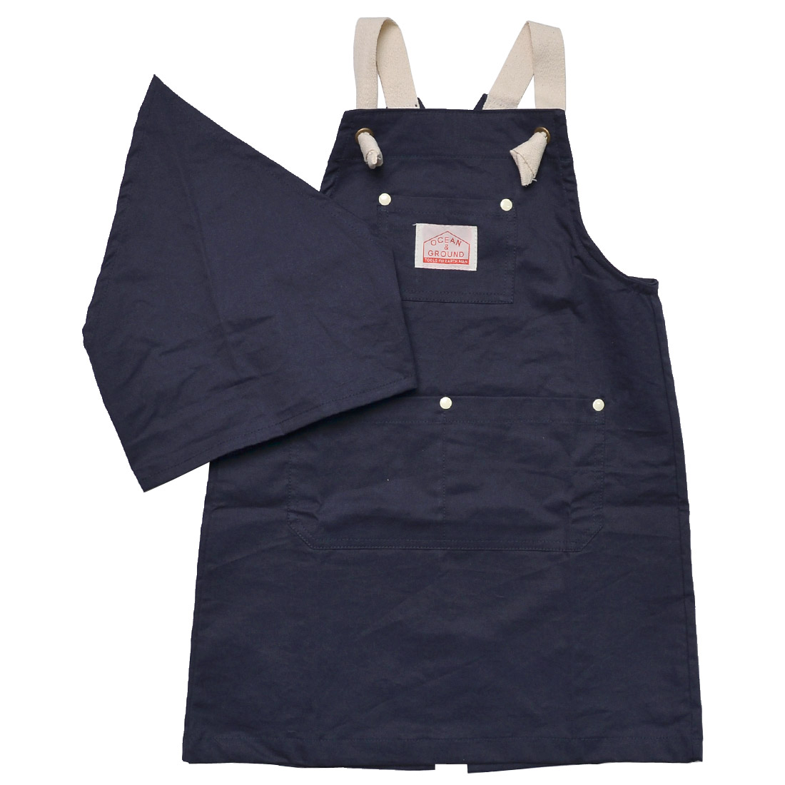 子供 エプロン OCEAN＆GROUND 三角巾 セット キッズ エプロン オーシャンアンドグラウンド おしゃれ 1918003 1918005 入園 入学 バッククロス 100 110 120 130 140 150 160 男の子 女の子 三角巾 ゴム 子供用 かわいい 小学生 中学生 幼稚園 保育園 無地 デニム