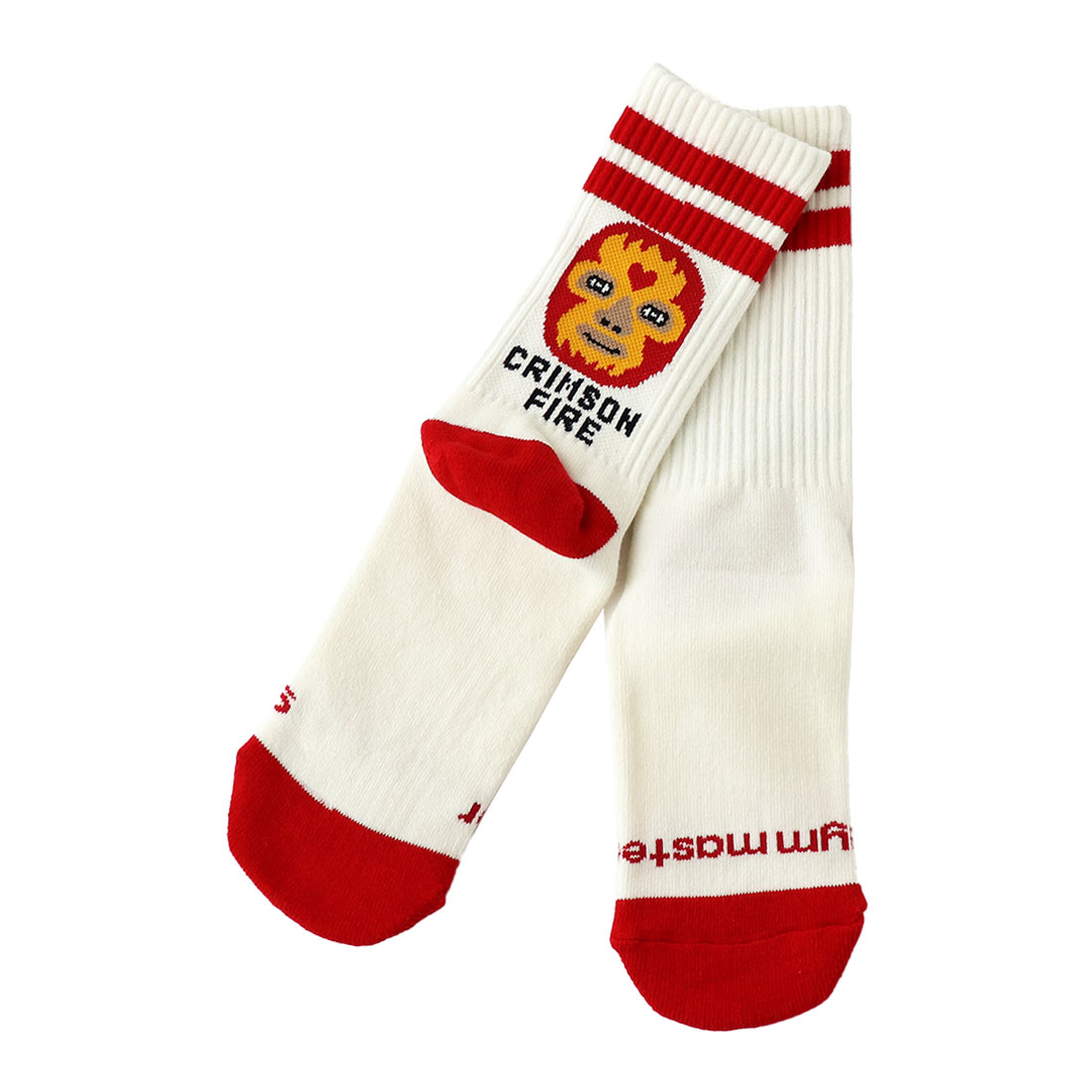 ジムマスター 靴下 ソックス gym master 覆面レスラー クルーソックス レディース 面白い 柄 メンズ 靴下 23-25cm 25-27cm 顔 レスラー フェイス 可愛い クルー丈 抗菌 消臭 おしゃれ カーキ 白 ベージュ 裏パイル 底パイル 暖かい ハイソックス おしゃれ ブランド ユニーク