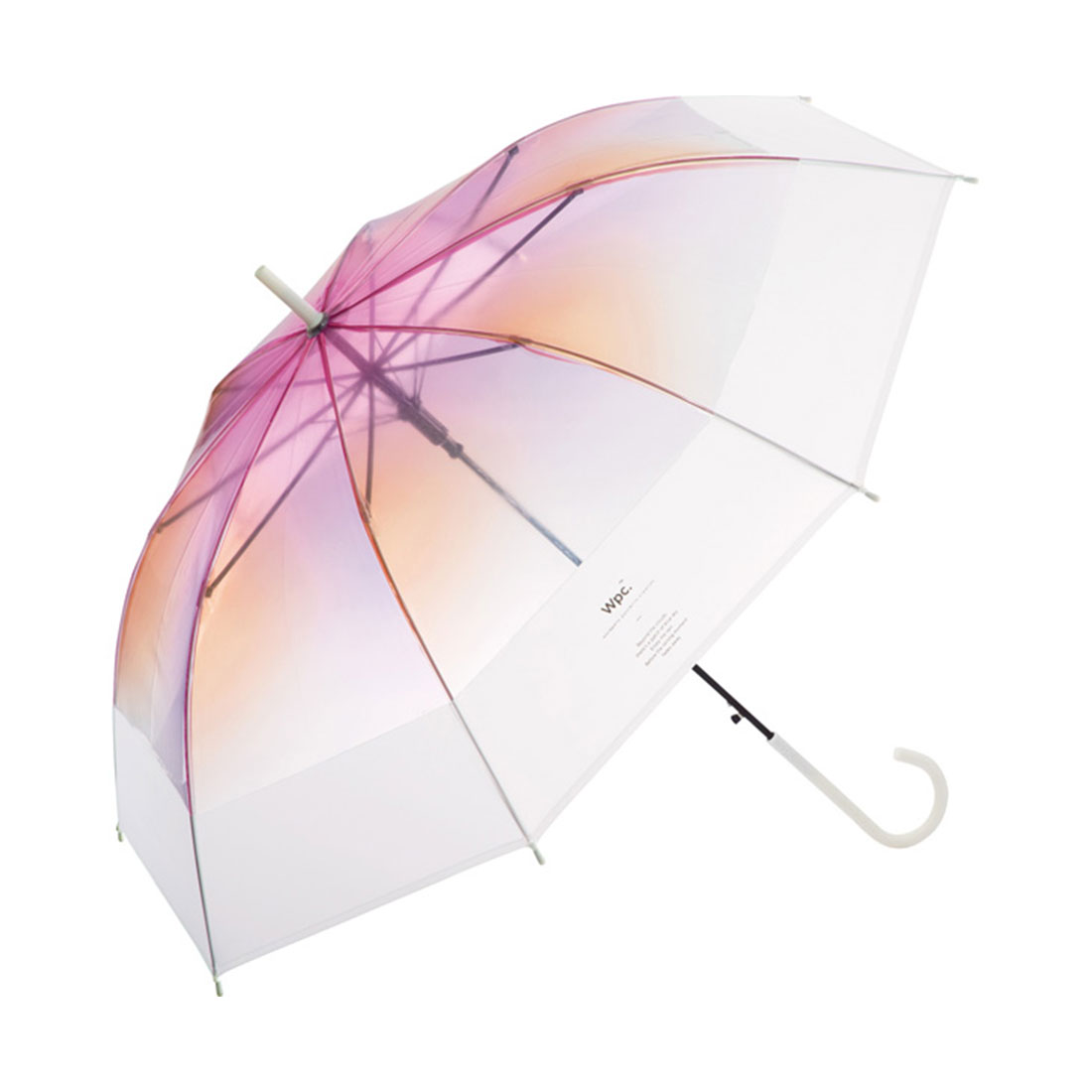 傘 レディース 大きめ wpc ビニール傘 グラデーション おしゃれ 長傘 雨傘 60cm ジャンプ 女性  通勤 通学 かわいい 切り継ぎグラデーション 大きい 丈夫 グラスファイバー骨 写真映え クリア 透明 ジャンプ傘 ブランド スナップボタン インスタ映え ピンク グリーン ブルー