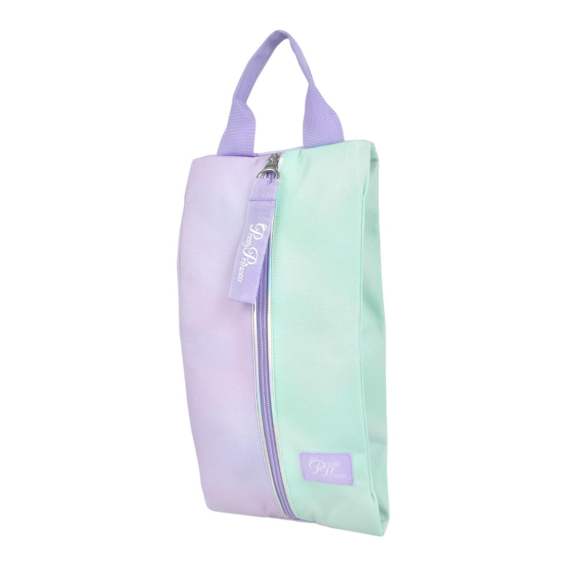 シューズケース pretty princess 小学生 女の子 キッズ ジュニア シューズバッグ プリティプリンセス 靴入れ 上靴入れ 上履き入れ 上靴袋 靴袋 ファスナー 袋 子供 小学校 幼稚園 保育園 入園 入学 準備 ブラック パープル ラベンダー ミント かわいい おしゃれ