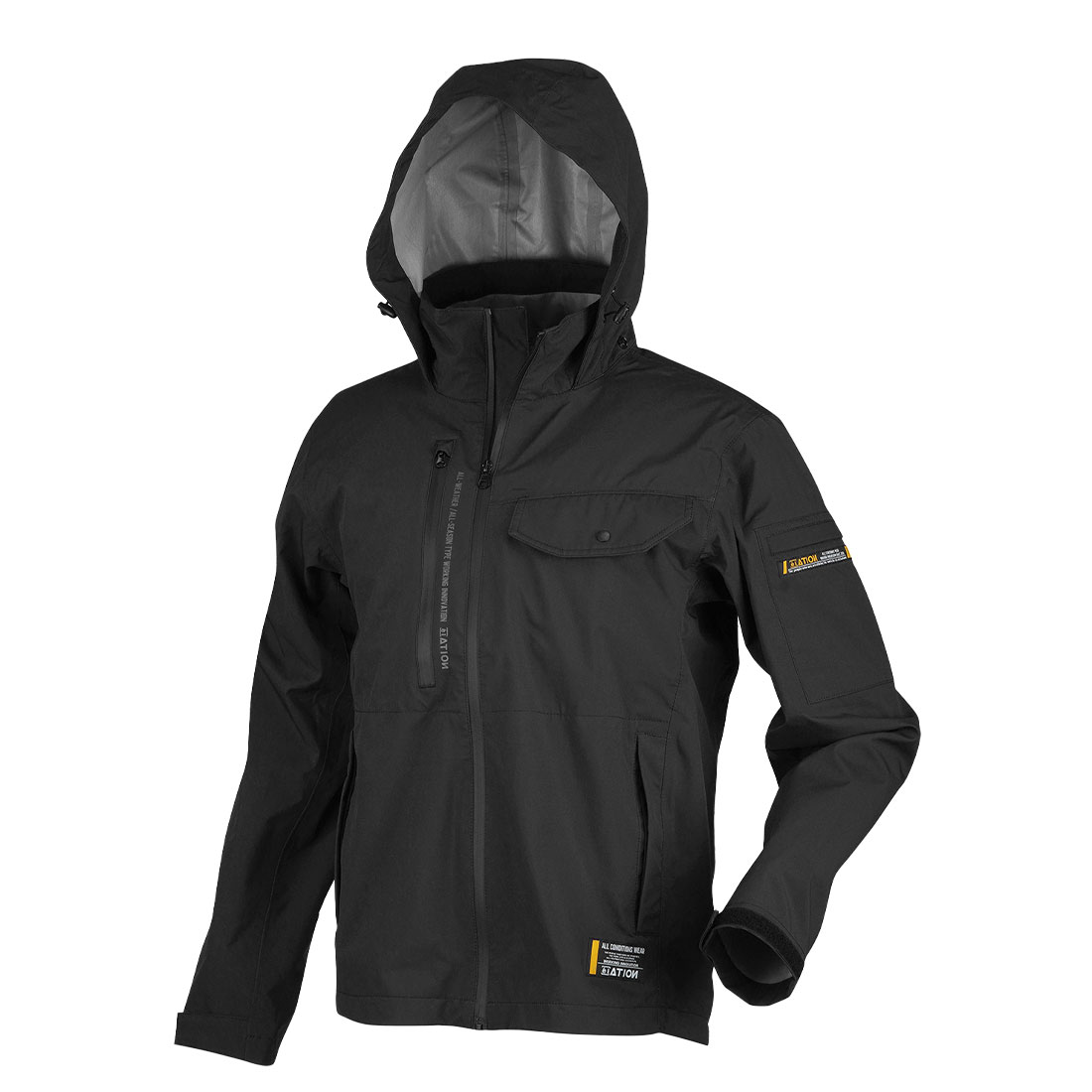 作業着 防水 メンズ レディース 大きいサイズ カジメイク 凄ラク3レイヤー全天候型ワーキングジャケット 6100 4way レインウェア ジャンパー 作業服 上着 透湿 伸縮素材 フード付き ストレッチ 雨 防風 薄手 春 秋 冬 M L LL 3L 4L 5L 軽量 キャンプ 自転車 アウトドア 黒 紺