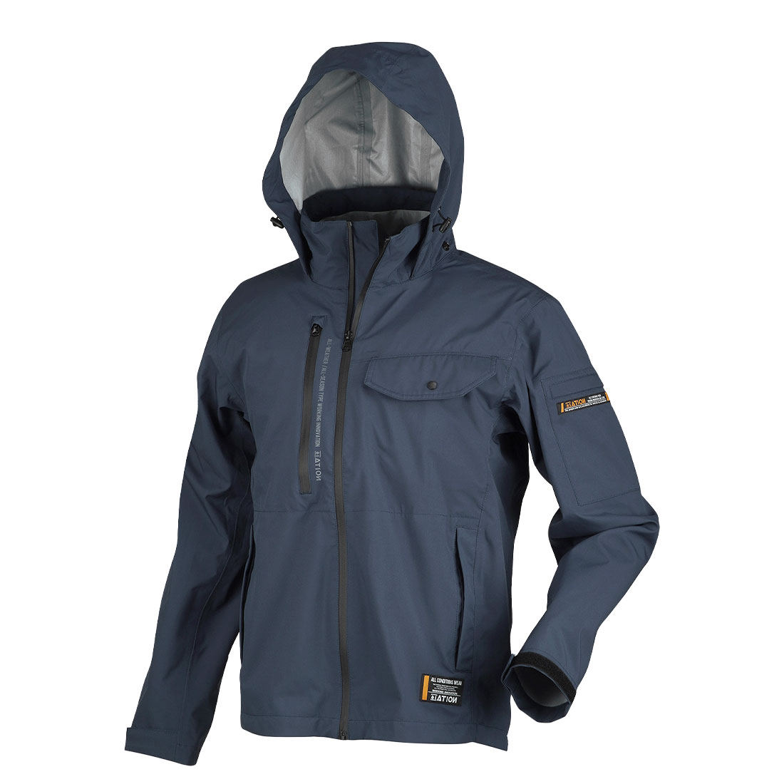 作業着 防水 メンズ レディース 大きいサイズ カジメイク 凄ラク3レイヤー全天候型ワーキングジャケット 6100 4way レインウェア ジャンパー 作業服 上着 透湿 伸縮素材 フード付き ストレッチ 雨 防風 薄手 春 秋 冬 M L LL 3L 4L 5L 軽量 キャンプ 自転車 アウトドア 黒 紺