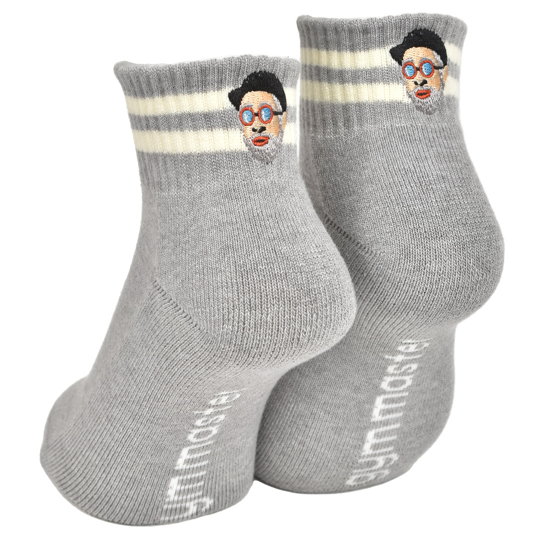 靴下 メンズ レディース ジムマスター gymmaster おしゃれ 可愛い 抗菌 消臭 防蚊 面白い おもしろ 柄 G466624 23 24 25 26 27 cm クルーソックス ロークルー リブソックス スニーカーソックス くつ下 ブランド 刺繍 グレー 白 ホワイト ボーダー 裏パイル 綿 ラインソックス