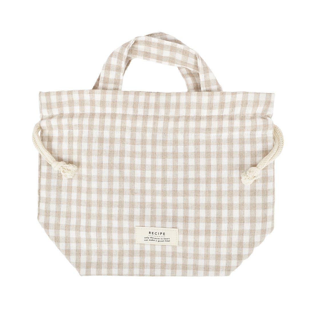 ランチ巾着 保冷 保温 弁当袋 巾着 ポーチ かわいい おしゃれ ランチバッグ 学生 女の子 小物入れ 小さめ 巾着袋 大人 レディース 巾着ポーチ 韓国 風 北欧 お弁当 巾着バッグ 通勤 通学 チェック柄 ギンガムチェック グラフチェック 黒 白 グレージュ ベージュ