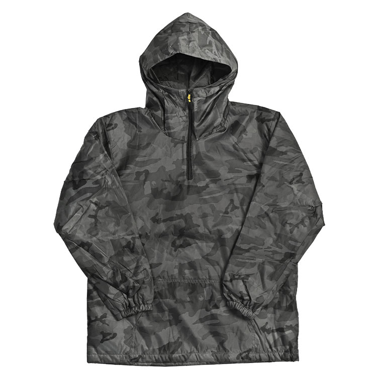 ヤッケ メンズ 作業着 中綿 キルト ハーフジップ パーカー カジメイク 8331 フード付き 秋 冬 迷彩 アウトドア 作業服 通勤 撥水 軽量 防寒 暖かい 裏地キルト 防風 ウィンドブレーカー ジャンパー 上着 キャンプ かっこいい 黒 男性 上下別売り ジャンバー