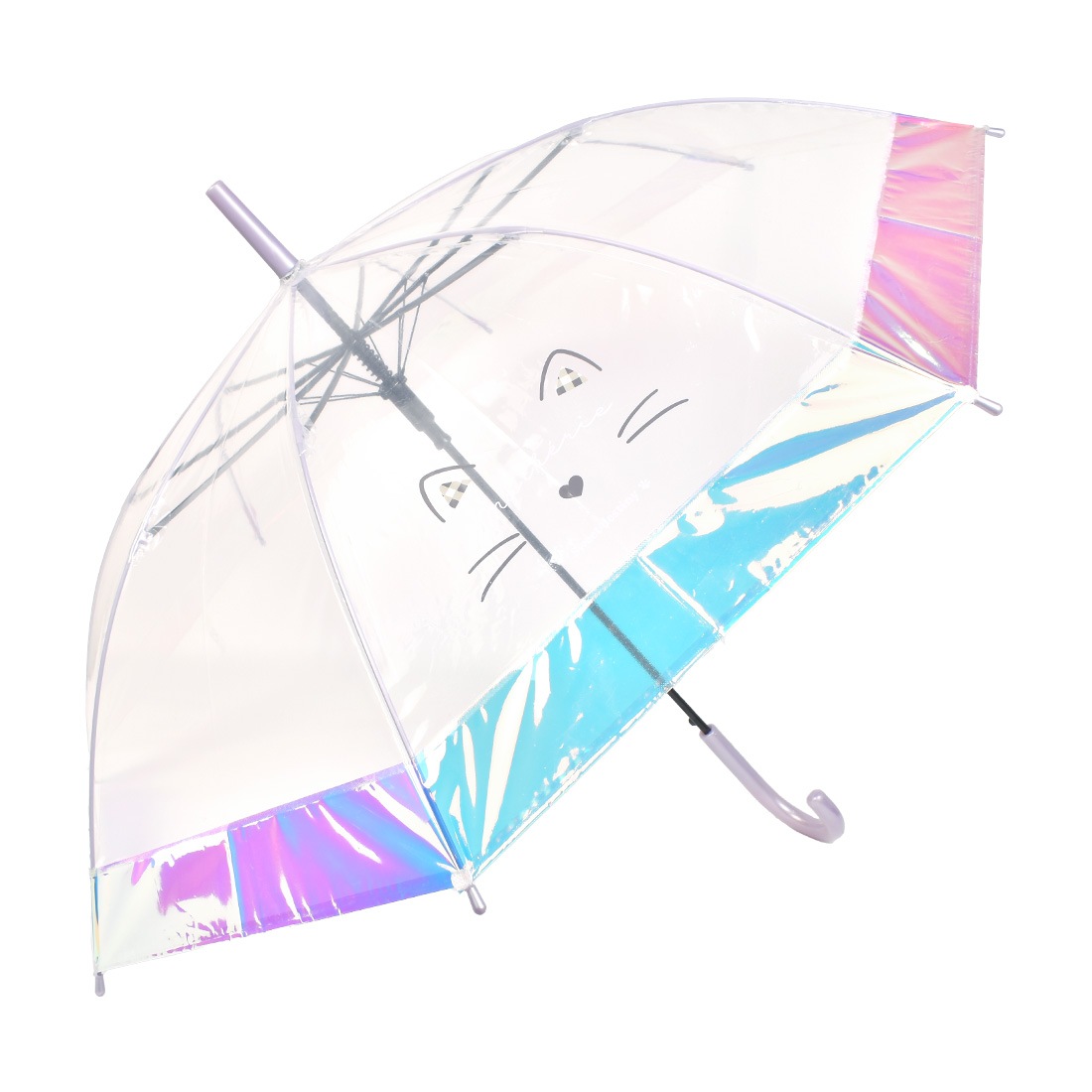 傘 子供 55cm 小学生 女の子 オーロラ 裾 ビニール傘 ジャンプ式 雨傘 長傘 かさ クリア 透明 ファンシー 虹色 キラキラ かわいい おしゃれ シンプル こども傘 小学校 幼稚園 キッズ 子ども 子供用 ジャンプ傘 軽量 丈夫 折れにくい グラスファイバー 入園 入学 通園 通学