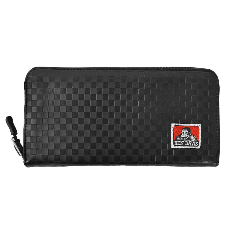 長財布 ベンデイビス BEN DAVIS メンズ 中学生 高校生 ラウンドファスナー 財布 男の子 さいふ ロングウォレット カード お札 小銭 入れ ブランド チェック ブラック 黒 おしゃれ ロゴ 合皮 10代 20代 男性 男子 大人 通勤 通学 かっこいい カジュアル クリスマス プレゼント